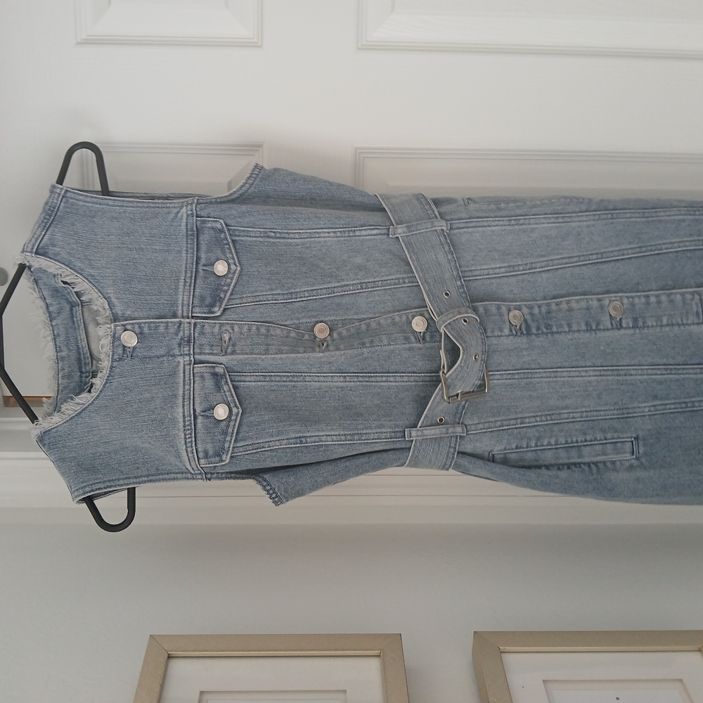 MICHAEL KORS Women's Denim Sleeveless Belted Dress